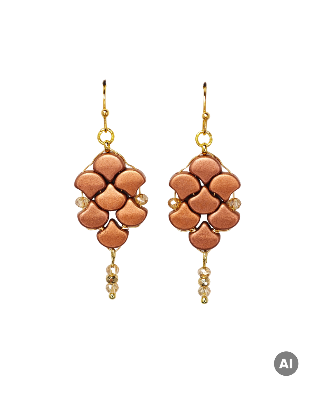 Ohrringe_Ginkolove_aus_Glasperlen_in_Kupfer_metallic_mit_goldfarbenen_Ohrhaken_Bild_mit_KI_erstellt
