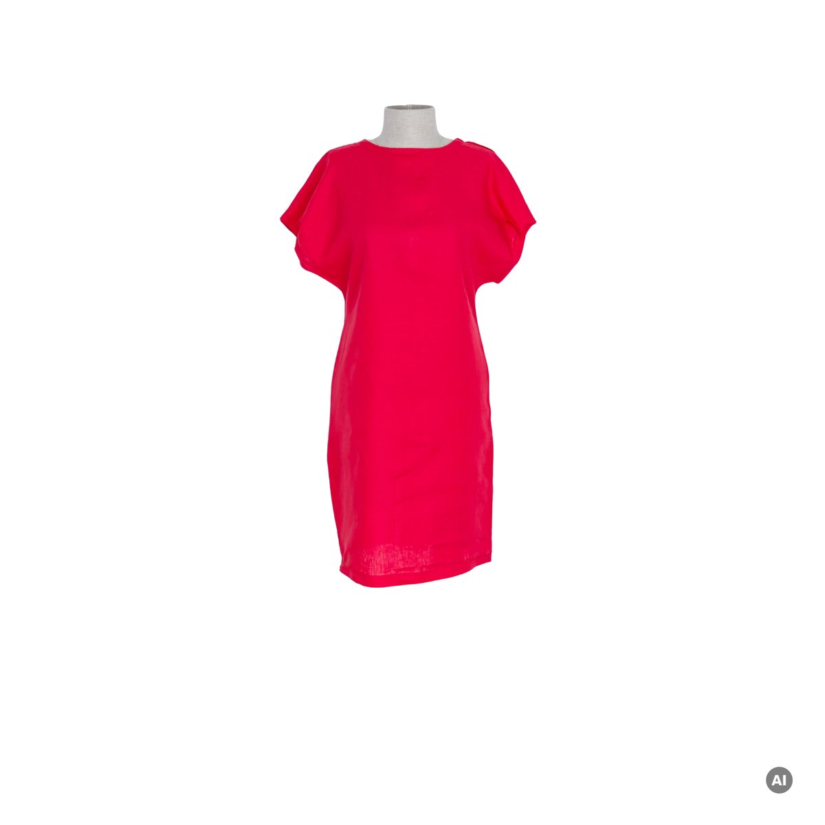 Wendekleid_Sahra_aus_Leinen_in_Rot_mit_Rundhalsausschnitt_vorne_Bild_mit_KI_erstellt